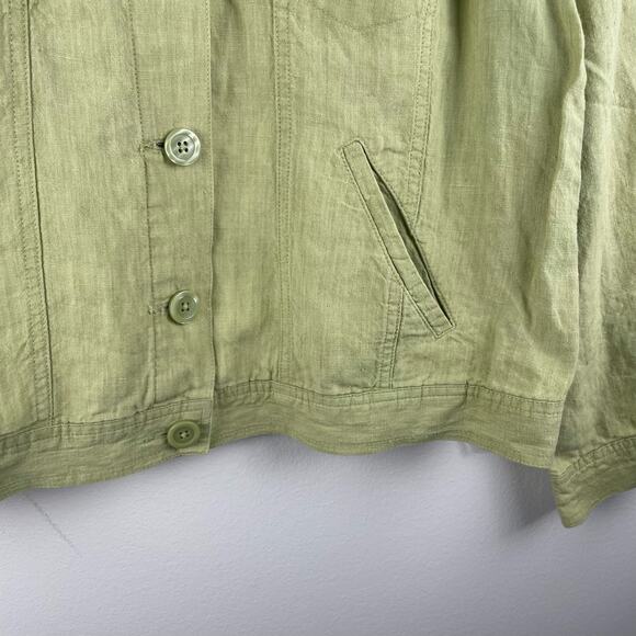 y2k Green Linen Shacket Button Up Jacket - Size L - Picture 5 of 7